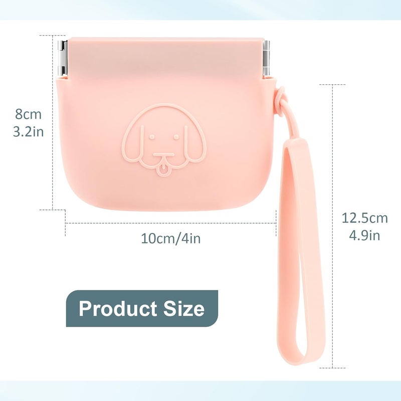 WALLFID Silicone Dog Treat Pouch Small Bag,Auto Closure,with Pet Training Clicker,Walking Bag for Dog and Cat,Pocket Size,Easy to Clean,Odorless,Travel Walking Bag (Pink) - Image 3